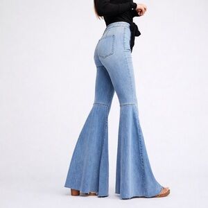 Free People Just Float On Super Flare Bell Bottom Jeans High Rise Wide Leg